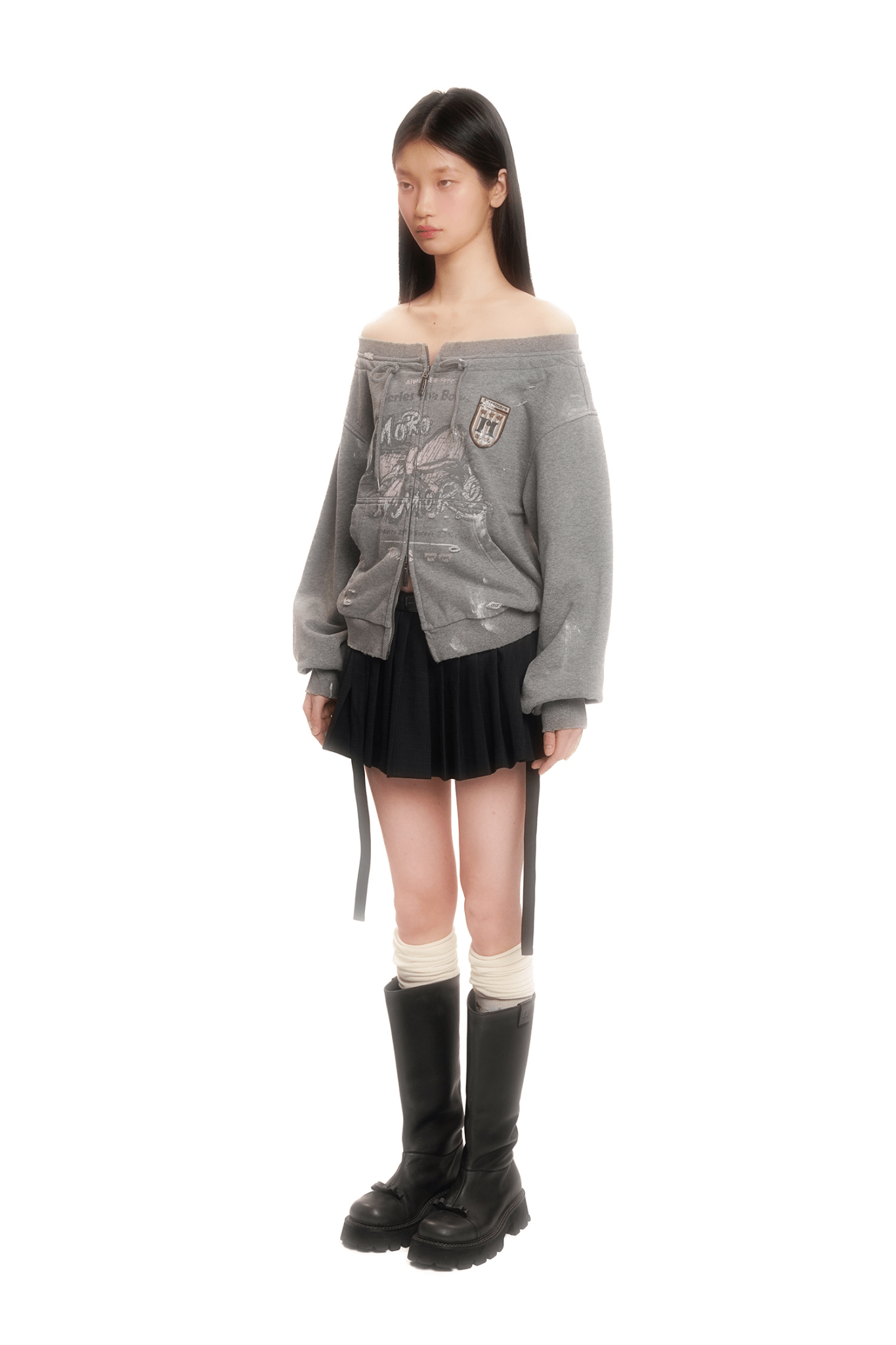 Vintage Hand - Painted Bow Badge Off - Shoulder Sweatshirt - COPPING THREADS - MOROMORO