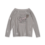 Vintage Hand - Painted Bow Graphic Distressed Off - Shoulder Long - Sleeve Tee - COPPING THREADS - MOROMORO