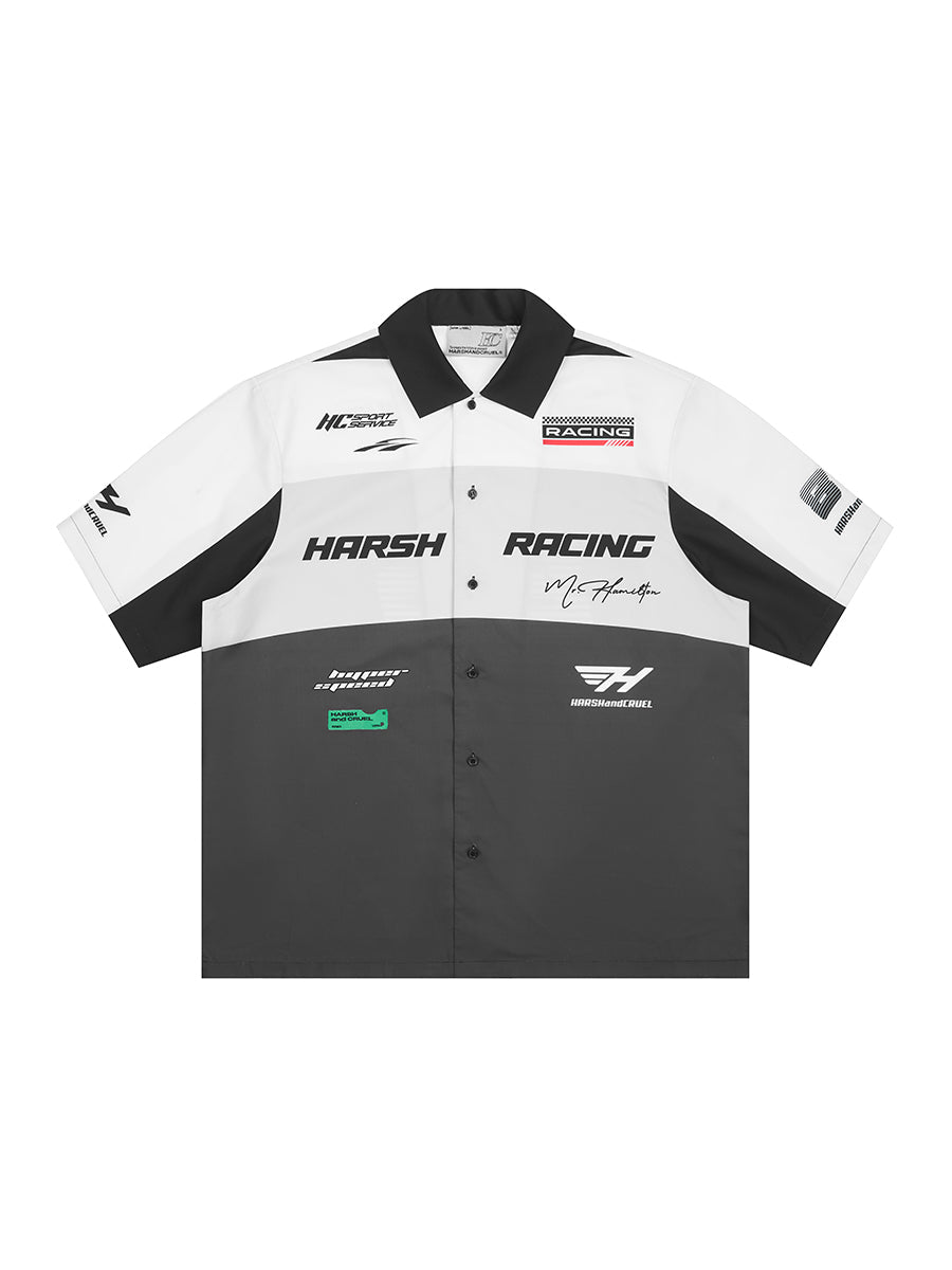 Vintage Handwritten Font Collar F1 Racing Shirt - COPPING THREADS - Harsh and Cruel