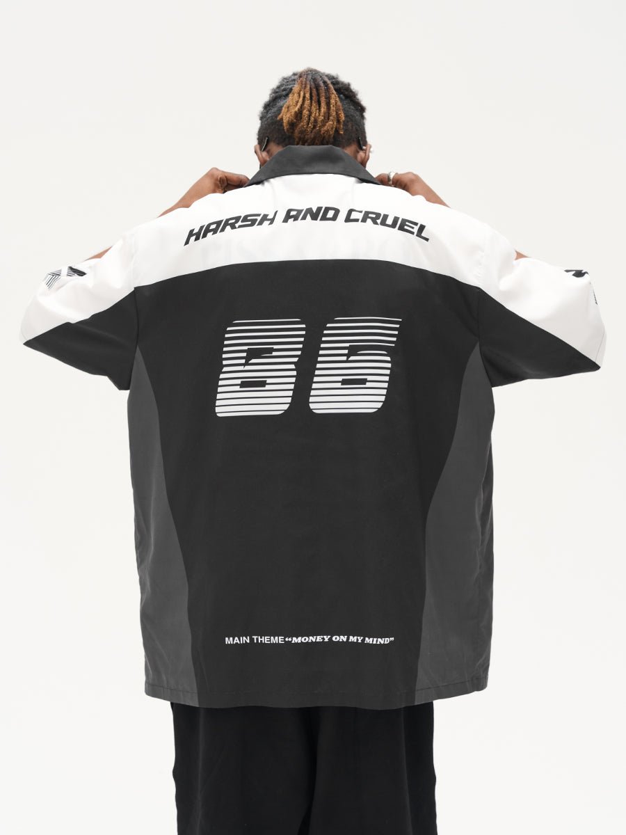 Vintage Handwritten Font Collar F1 Racing Shirt - COPPING THREADS - Harsh and Cruel