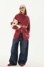 Vintage High Neck Double Zip Striped Sleeve Knit Cardigan - COPPING THREADS - CHICISLAND