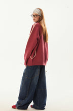 Vintage High Neck Double Zip Striped Sleeve Knit Cardigan - COPPING THREADS - CHICISLAND