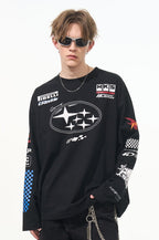 Vintage Hip - Hop Racing Print Long Sleeve Tee - COPPING THREADS - Harsh and Cruel