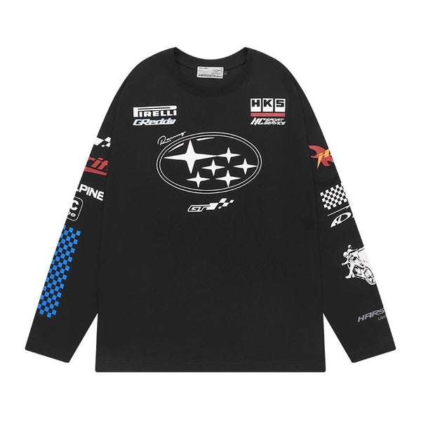 Vintage Hip - Hop Racing Print Long Sleeve Tee - COPPING THREADS - Harsh and Cruel