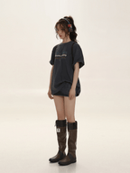 Vintage - Inspired Embroidered Lettering Tee - COPPING THREADS - MOROMORO