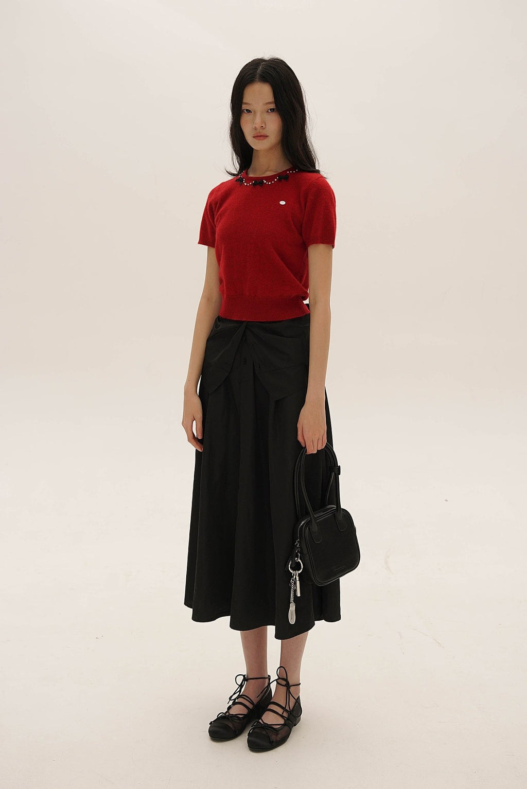 Vintage Knit Top with Pearl & Bow Embellishments - COPPING THREADS - MOROMORO