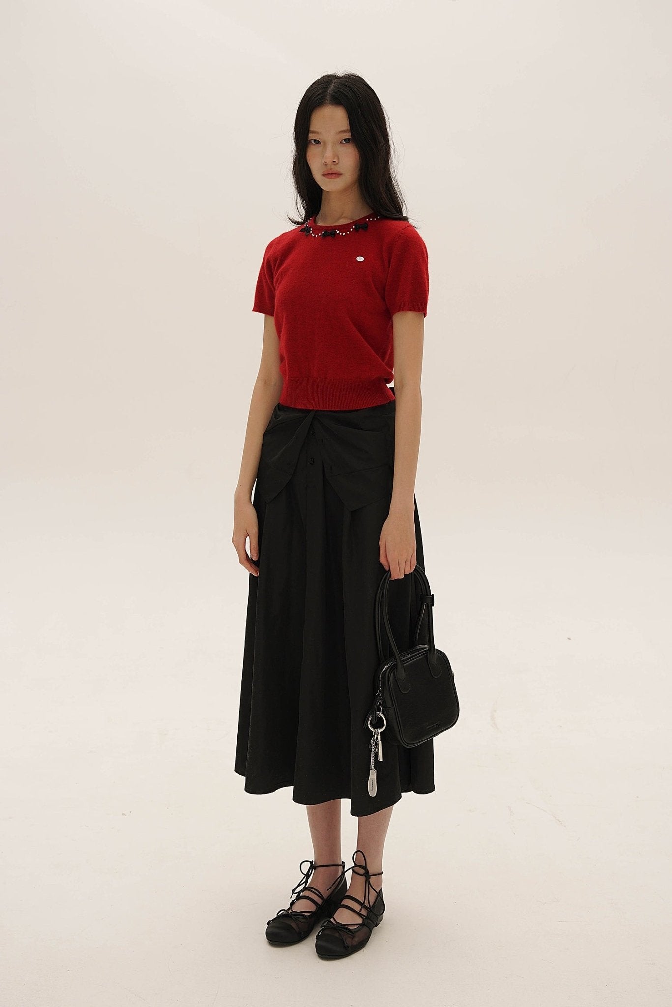 Vintage Knit Top with Pearl & Bow Embellishments - COPPING THREADS - MOROMORO