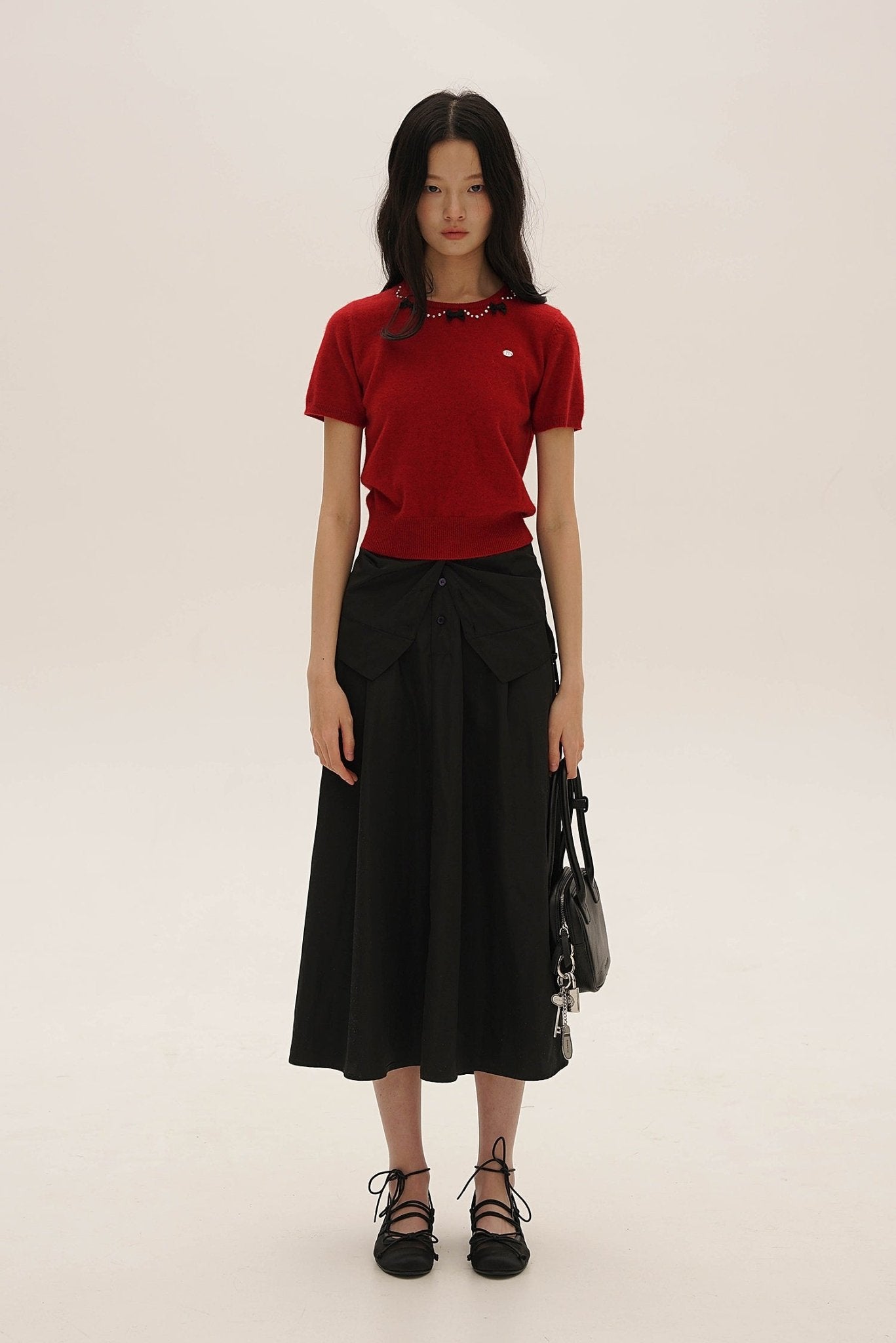 Vintage Knit Top with Pearl & Bow Embellishments - COPPING THREADS - MOROMORO Hauptbild