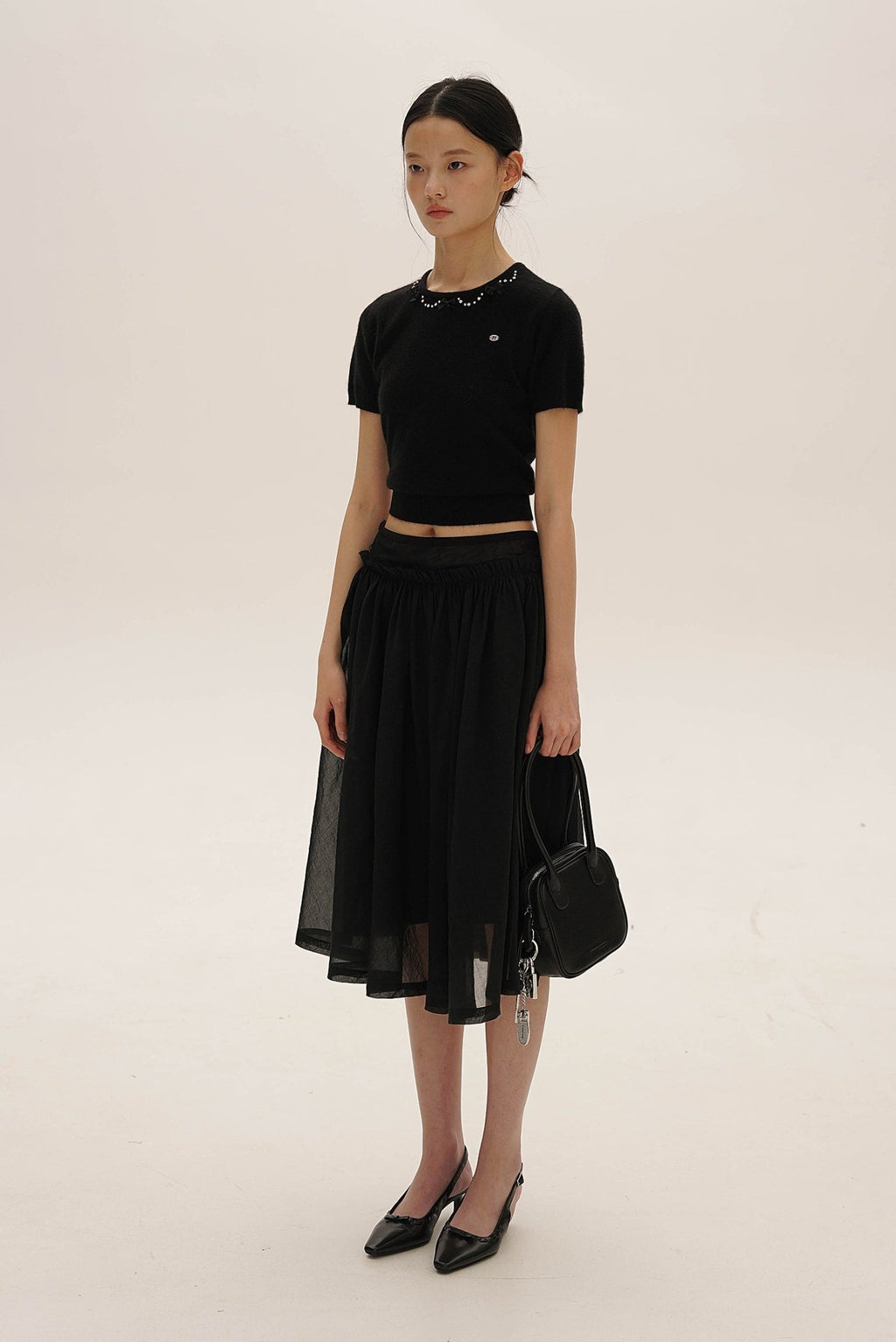 Vintage Knit Top with Pearl & Bow Embellishments - COPPING THREADS - MOROMORO