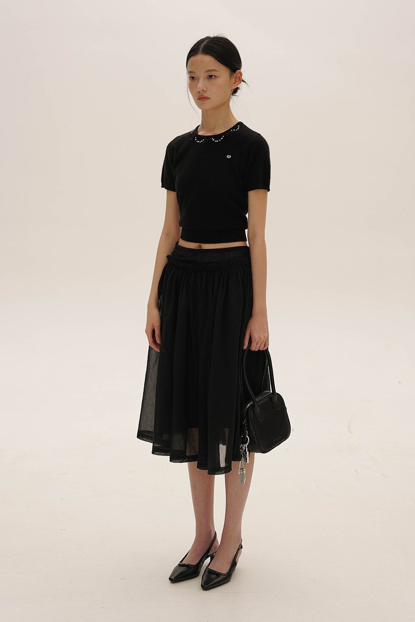 Vintage Knit Top with Pearl & Bow Embellishments - COPPING THREADS - MOROMORO