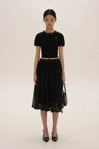 Vintage Knit Top with Pearl & Bow Embellishments - COPPING THREADS - MOROMORO