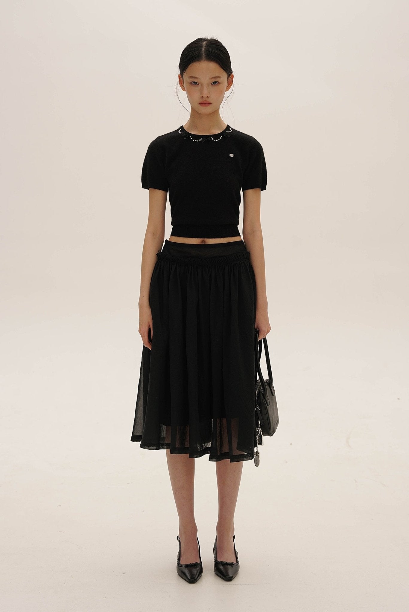 Vintage Knit Top with Pearl & Bow Embellishments - COPPING THREADS - MOROMORO