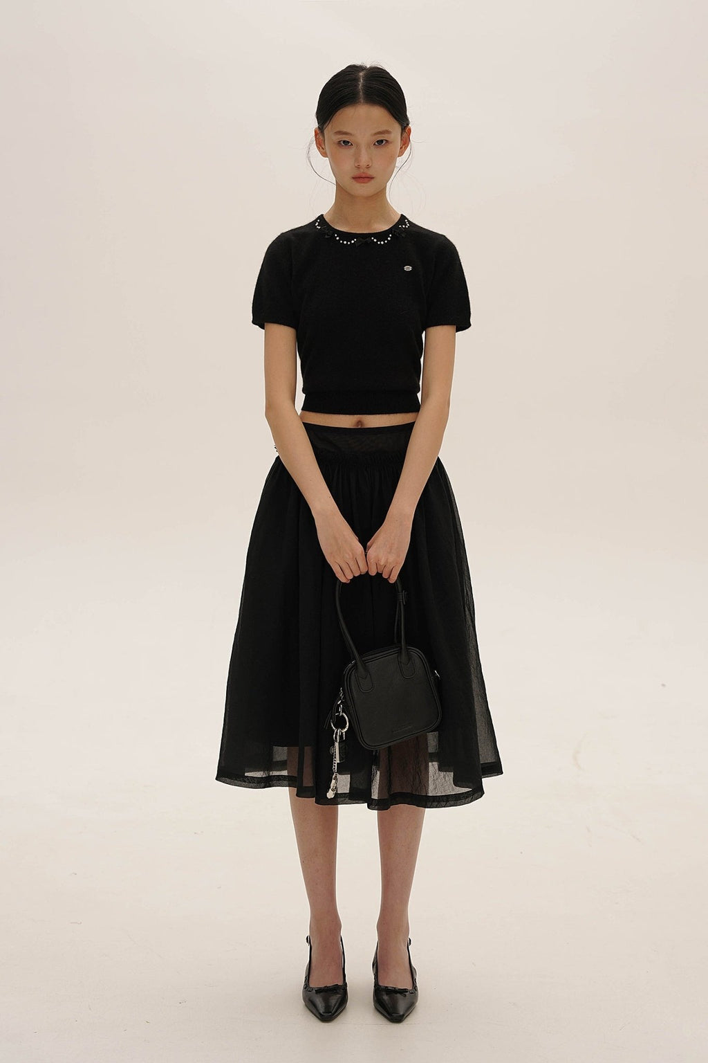 Vintage Knit Top with Pearl & Bow Embellishments - COPPING THREADS - MOROMORO