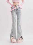 Vintage Lace - Up Slit Flared Denim - COPPING THREADS - RAYOHOPP