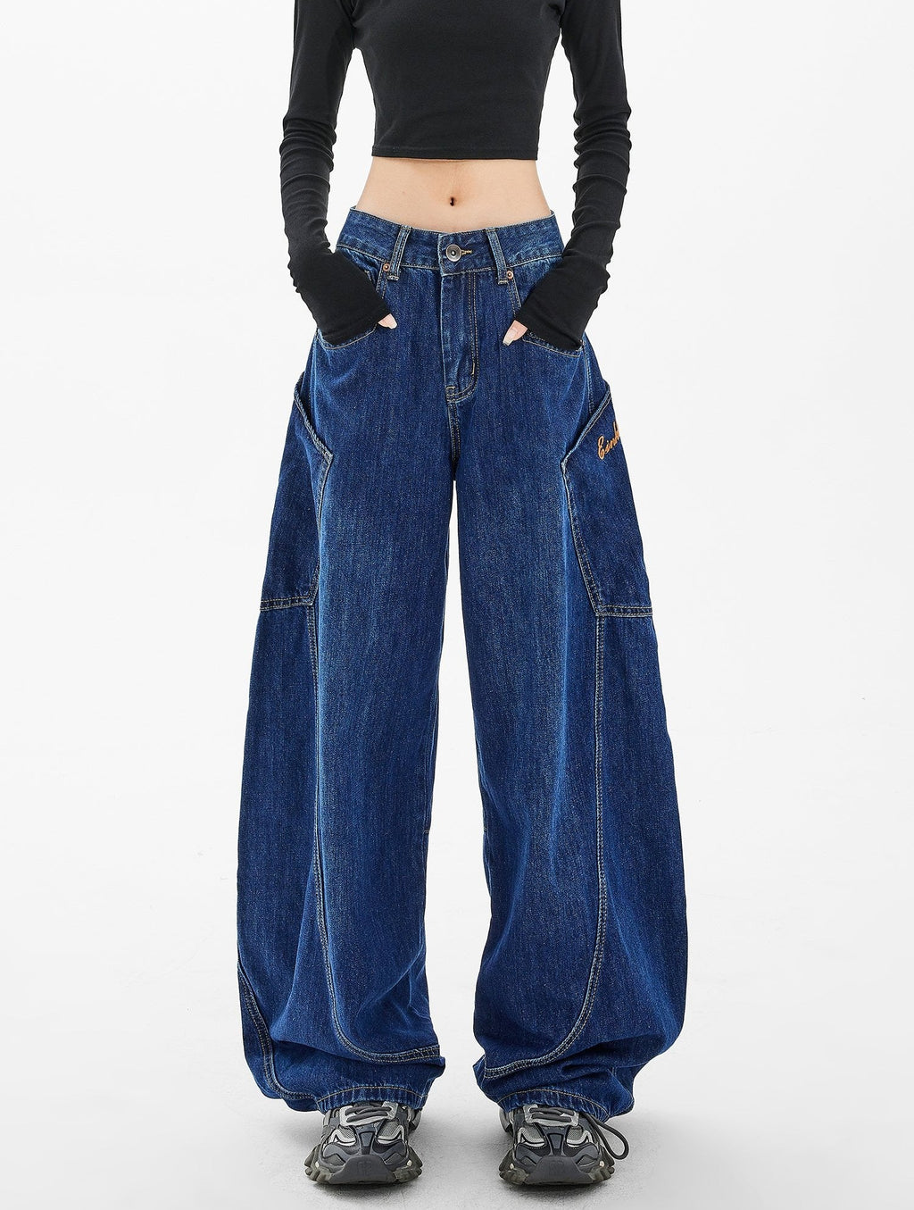 Vintage Large Pockets Denim Cargo Pants - COPPING THREADS - CHICISLAND