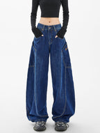 Vintage Large Pockets Denim Cargo Pants - COPPING THREADS - CHICISLAND