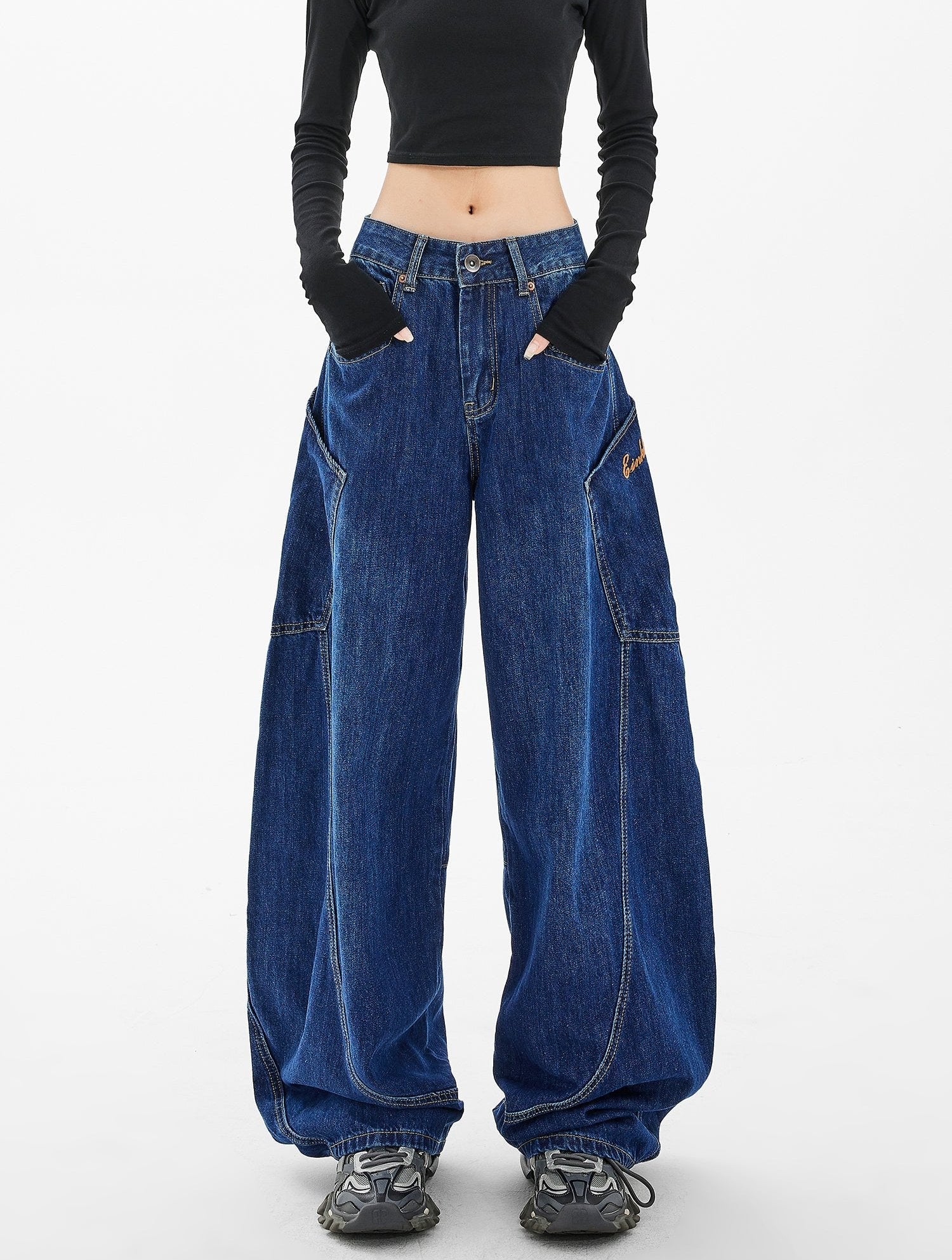 Vintage Large Pockets Denim Cargo Pants - COPPING THREADS - CHICISLAND