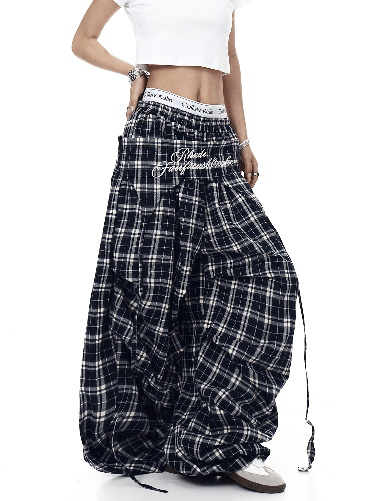 Vintage Layered Draping Plaid Panel Pants - COPPING THREADS - CT Select