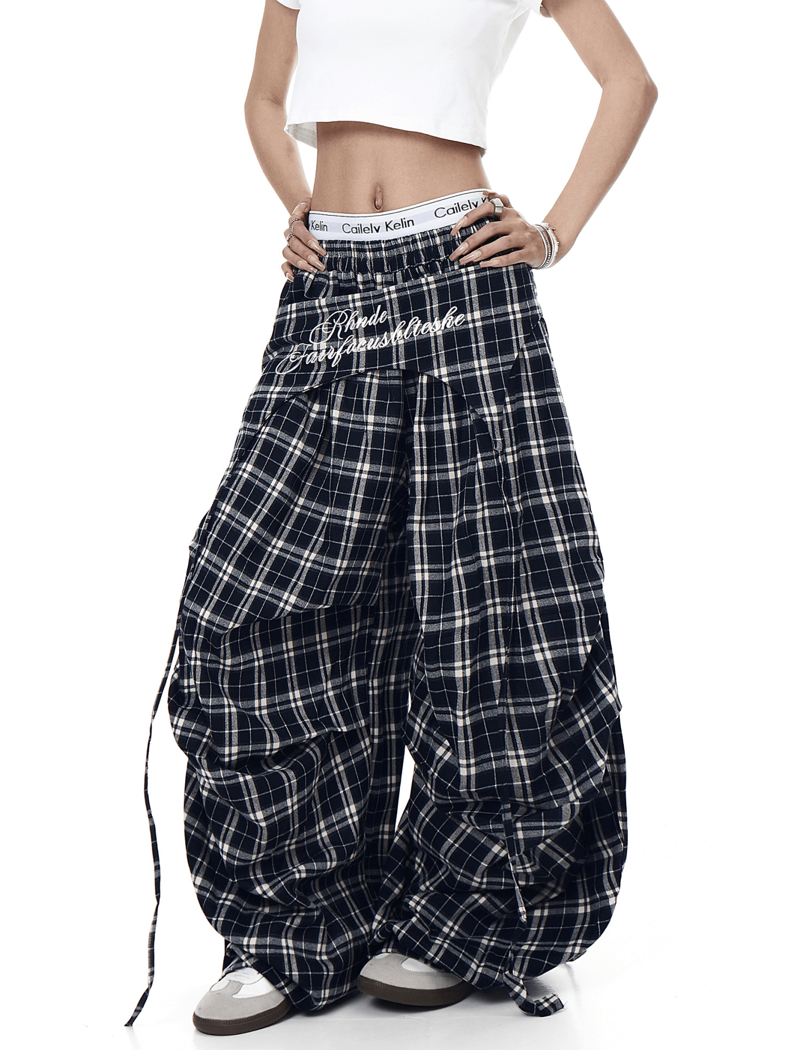 Vintage Layered Draping Plaid Panel Pants Secondary image