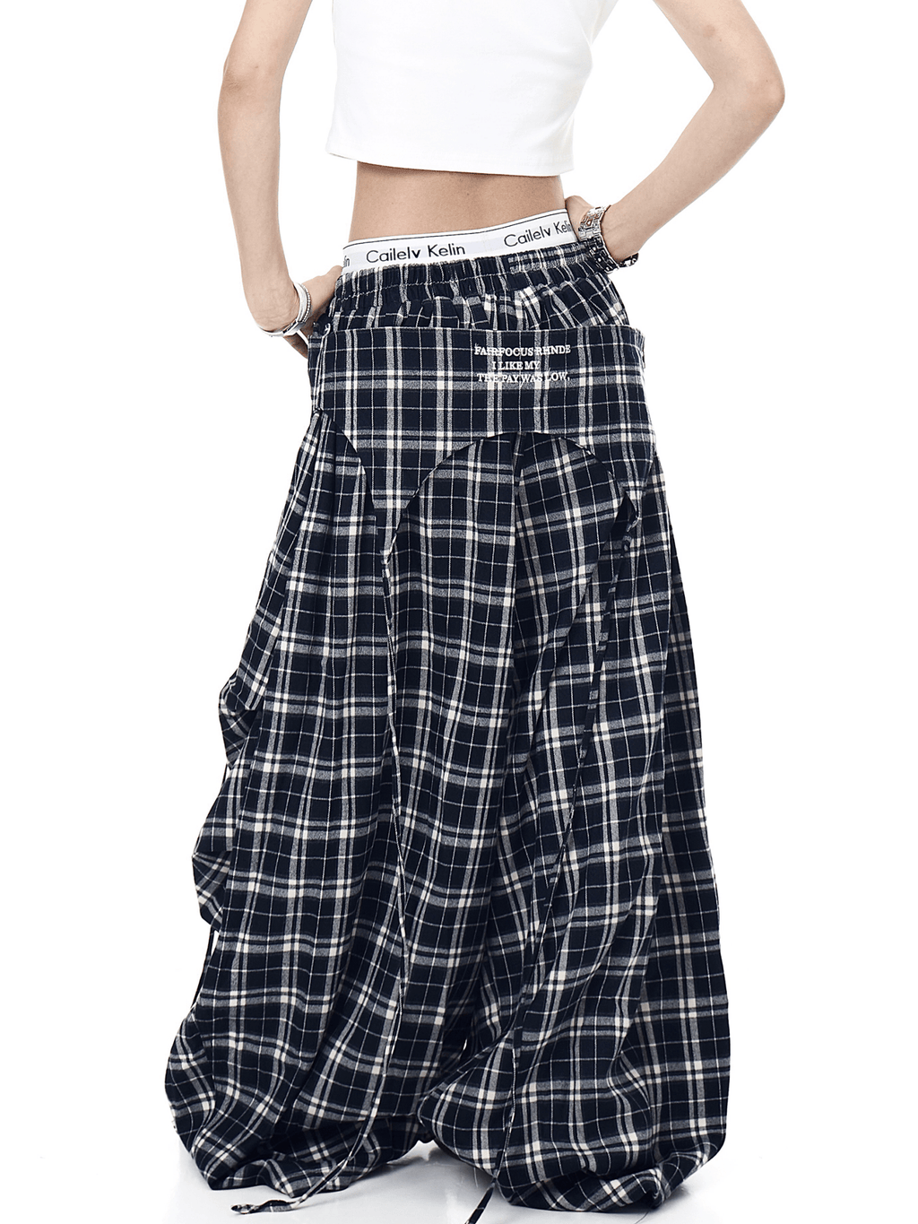 Vintage Layered Draping Plaid Panel Pants - COPPING THREADS - CT Select