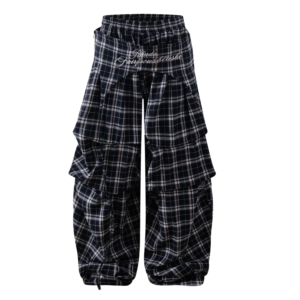 Vintage Layered Draping Plaid Panel Pants - COPPING THREADS - CT Select