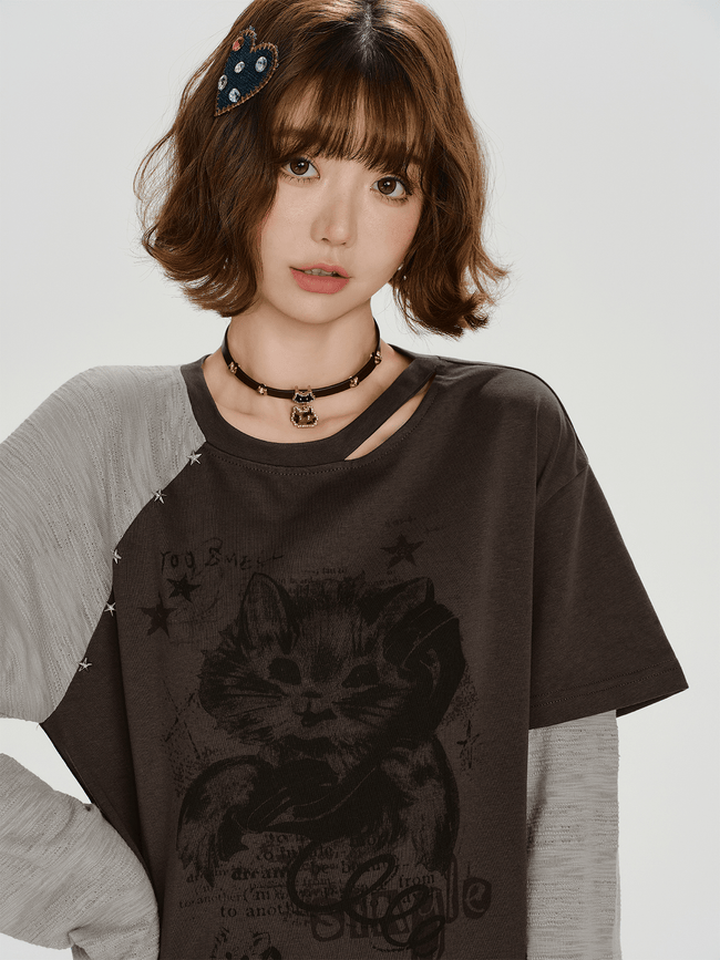 Spitzen-T-Shirt mit V-Ausschnitt Main Image