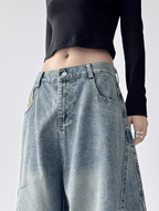 Vintage Leopard Patchwork Wide - Leg Jeans - COPPING THREADS - CT Select