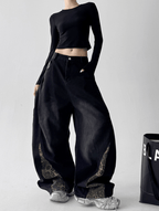 Vintage Leopard Patchwork Wide - Leg Jeans - COPPING THREADS - CT Select