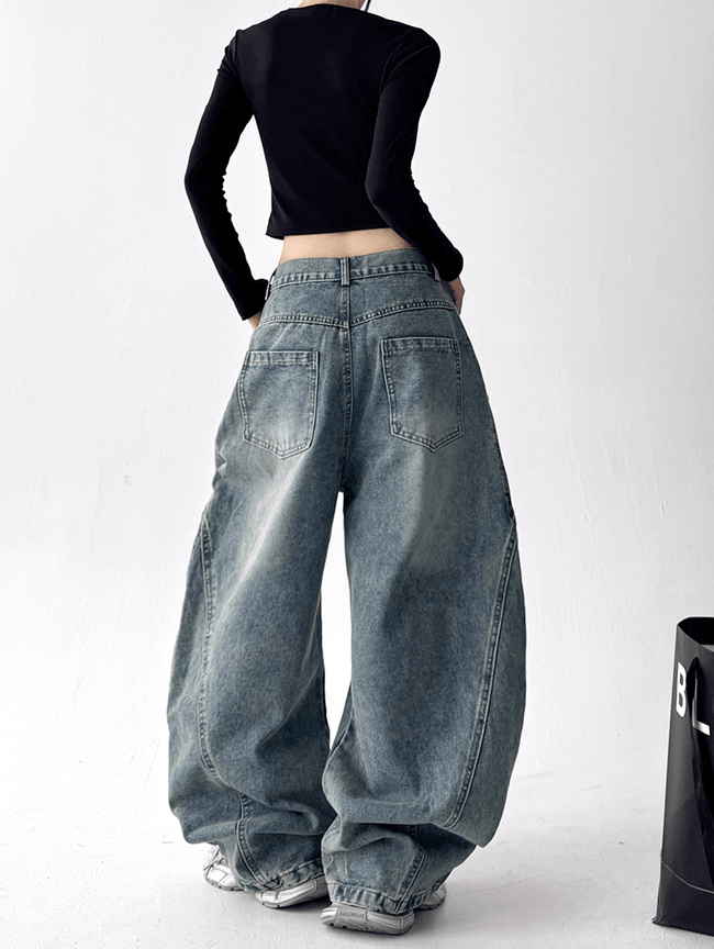 Vintage Leopard Patchwork Wide-Leg Jeans Main Image