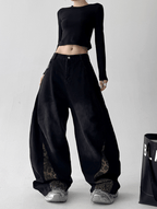 Vintage Leopard Patchwork Wide - Leg Jeans - COPPING THREADS - CT Select