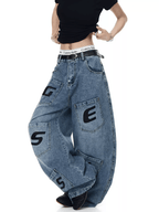 Vintage Letter Patchwork Wide - Leg Denim - COPPING THREADS - CT Select