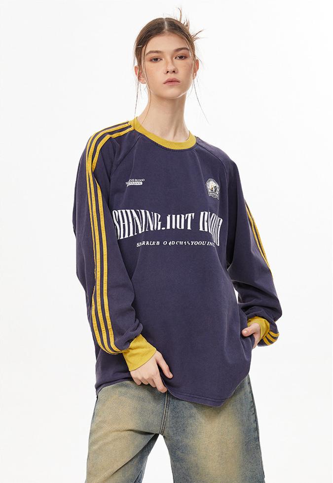 Vintage Letter Print Long Sleeve Tee - COPPING THREADS - CHICISLAND