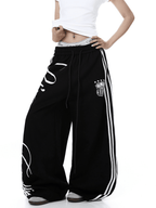 Vintage Letter Print Wide - Leg Sweatpants - COPPING THREADS - CT Select