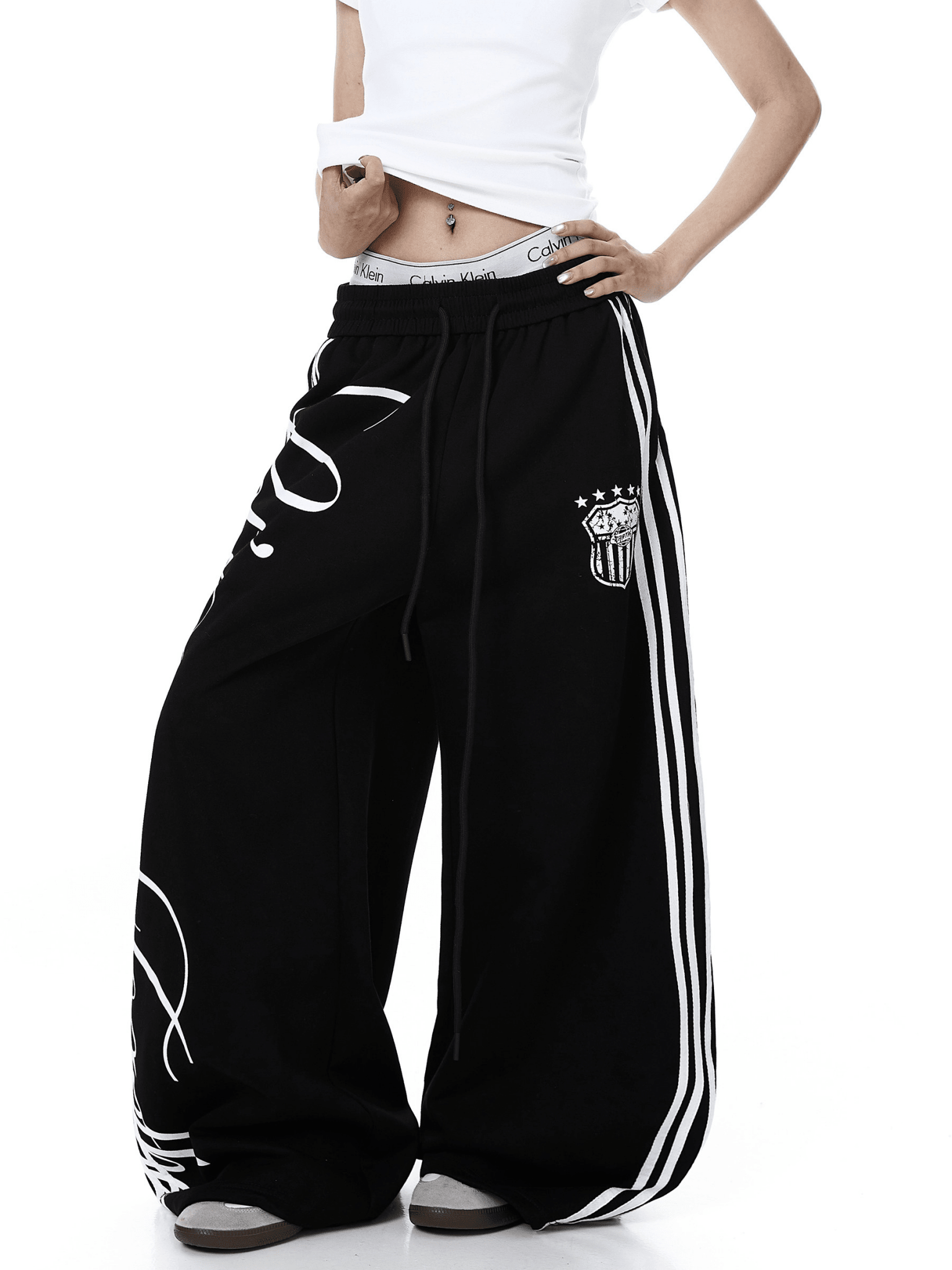 Vintage Letter Print Wide - Leg Sweatpants - COPPING THREADS - CT Select