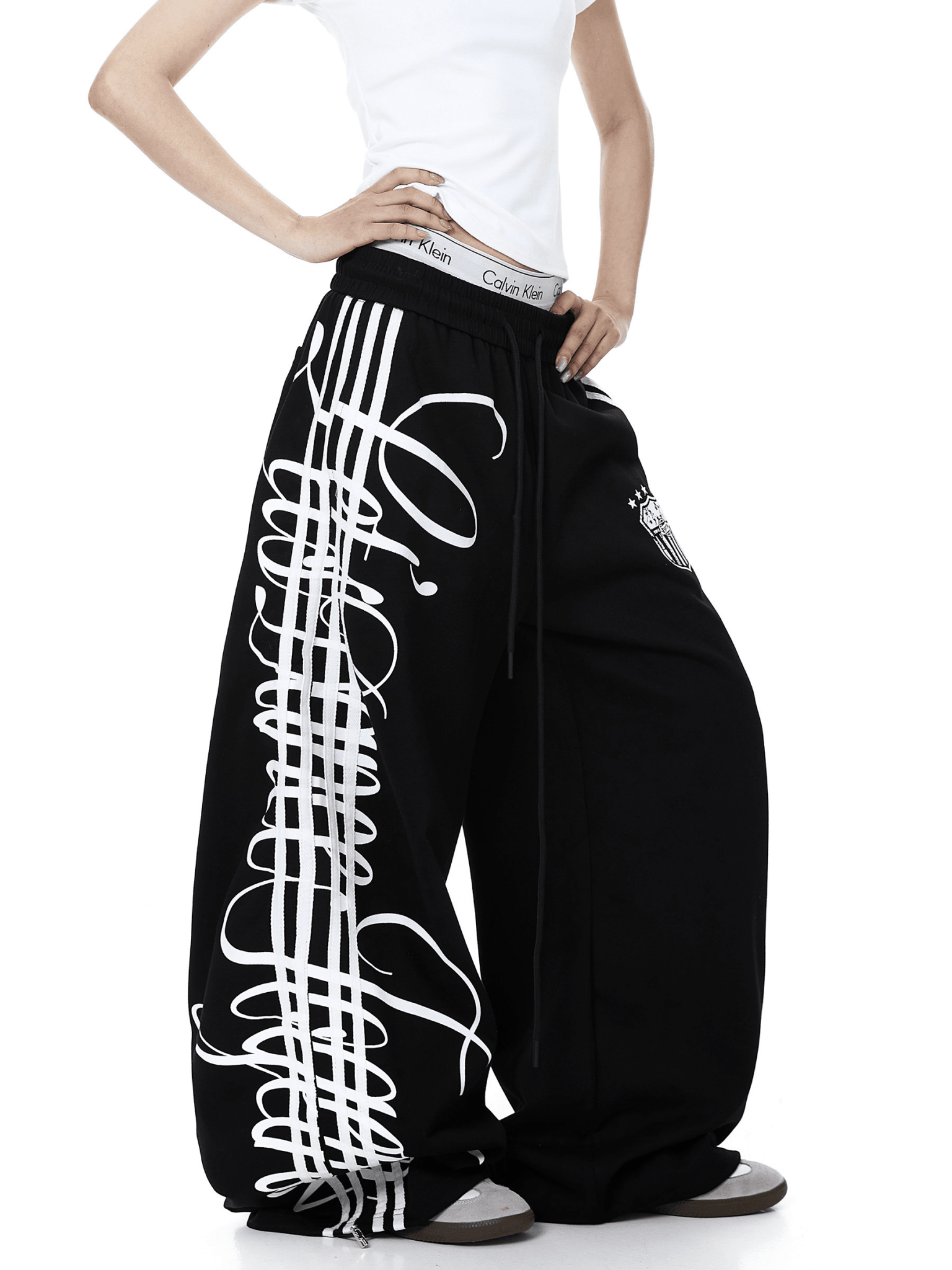 Vintage Letter Print Wide - Leg Sweatpants - COPPING THREADS - CT Select