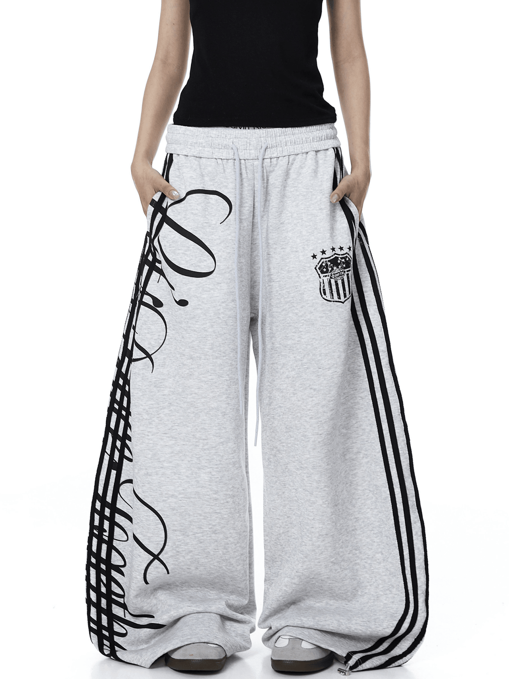 Vintage Letter Print Wide - Leg Sweatpants - COPPING THREADS - CT Select