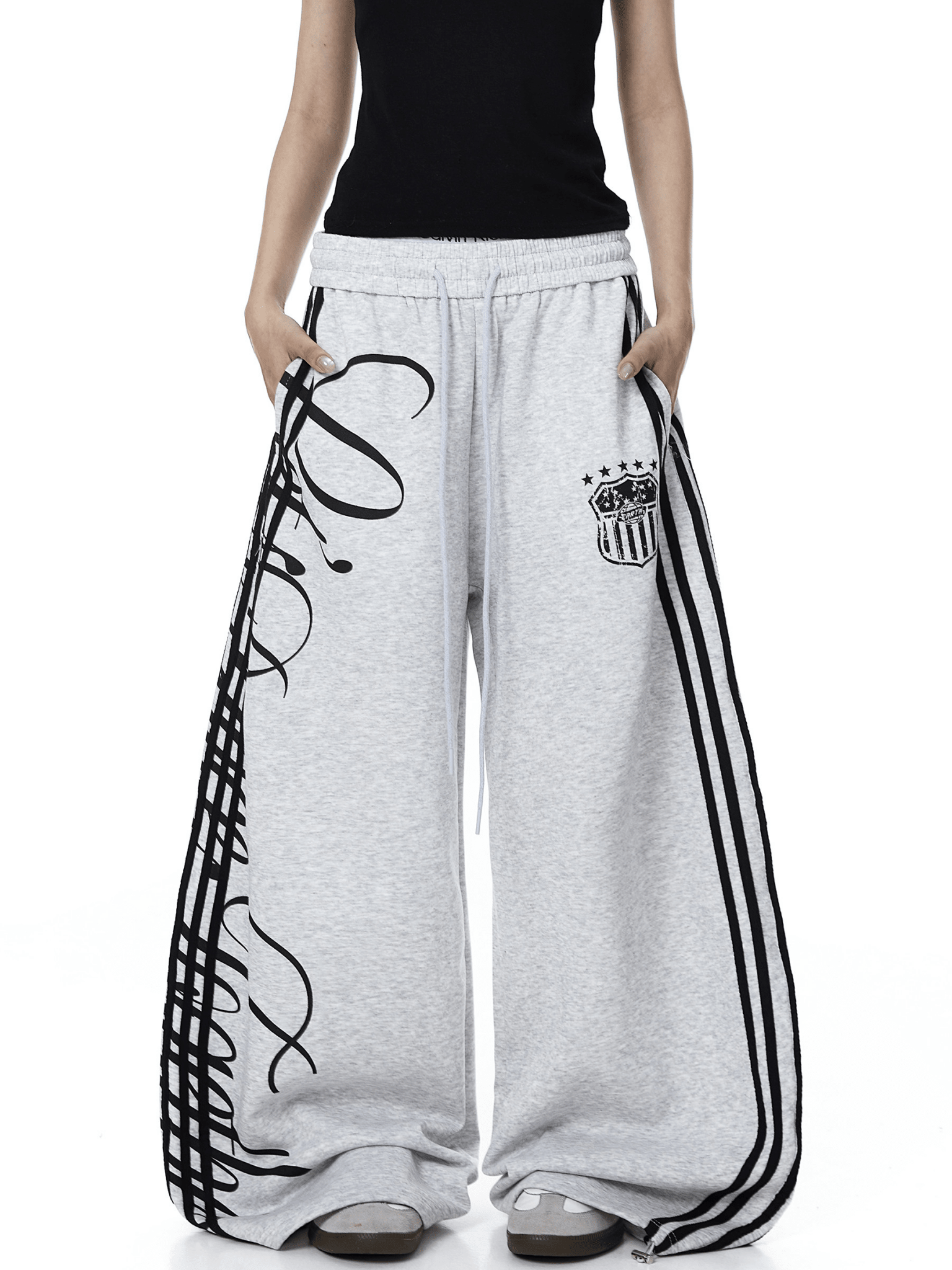 Vintage Letter Print Wide - Leg Sweatpants - COPPING THREADS - CT Select