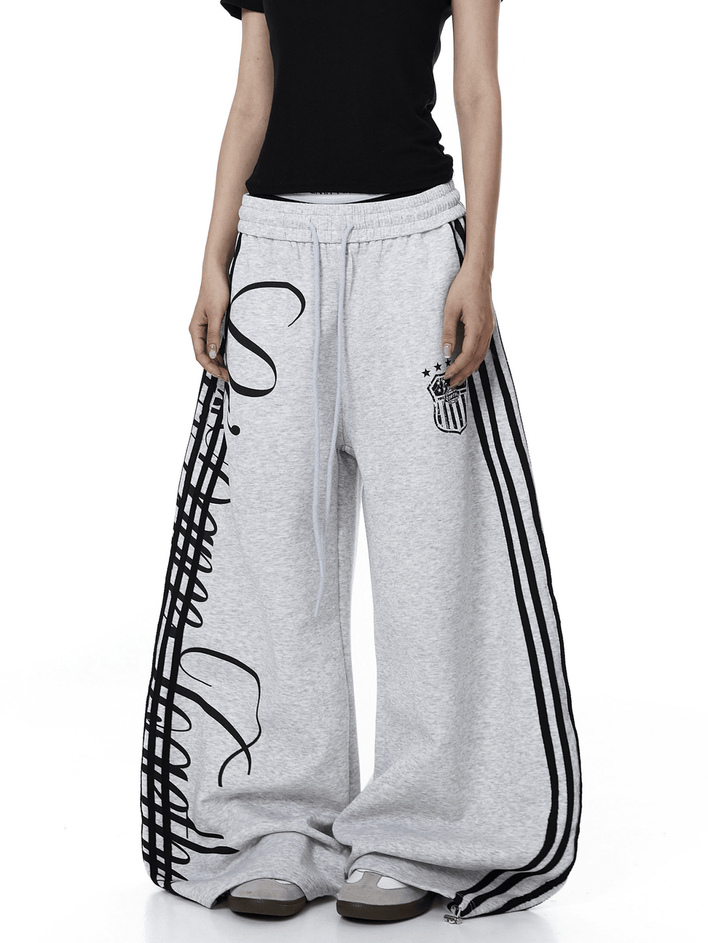 Vintage Letter Print Wide - Leg Sweatpants - COPPING THREADS - CT Select