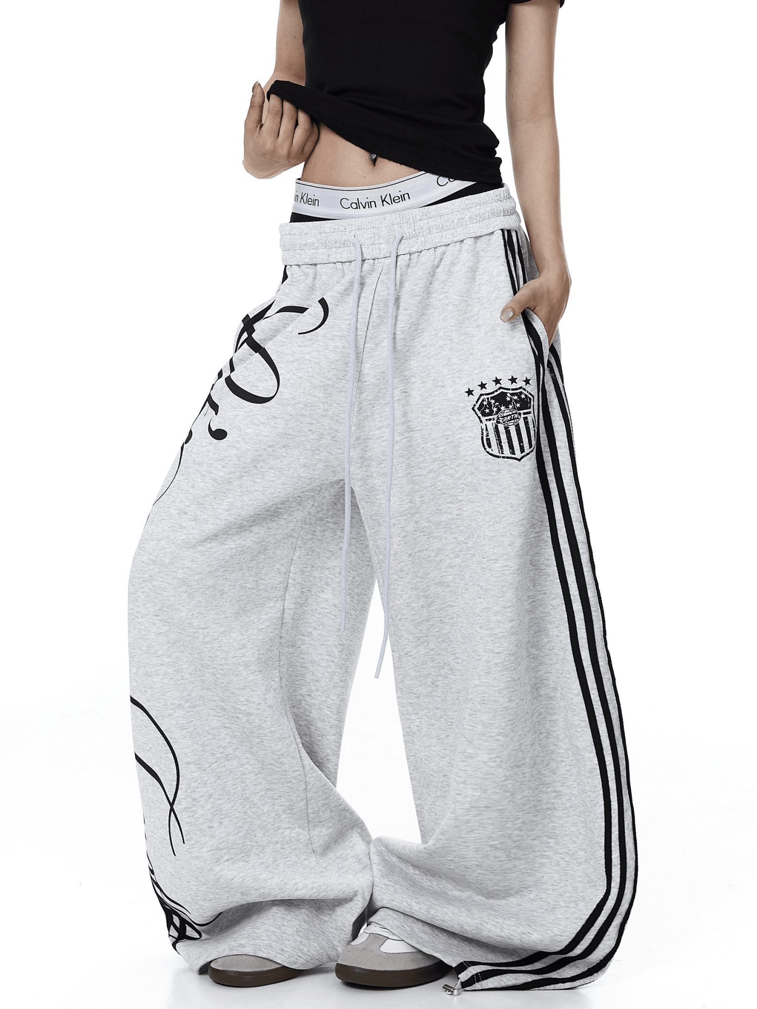 Vintage Letter Print Wide - Leg Sweatpants - COPPING THREADS - CT Select