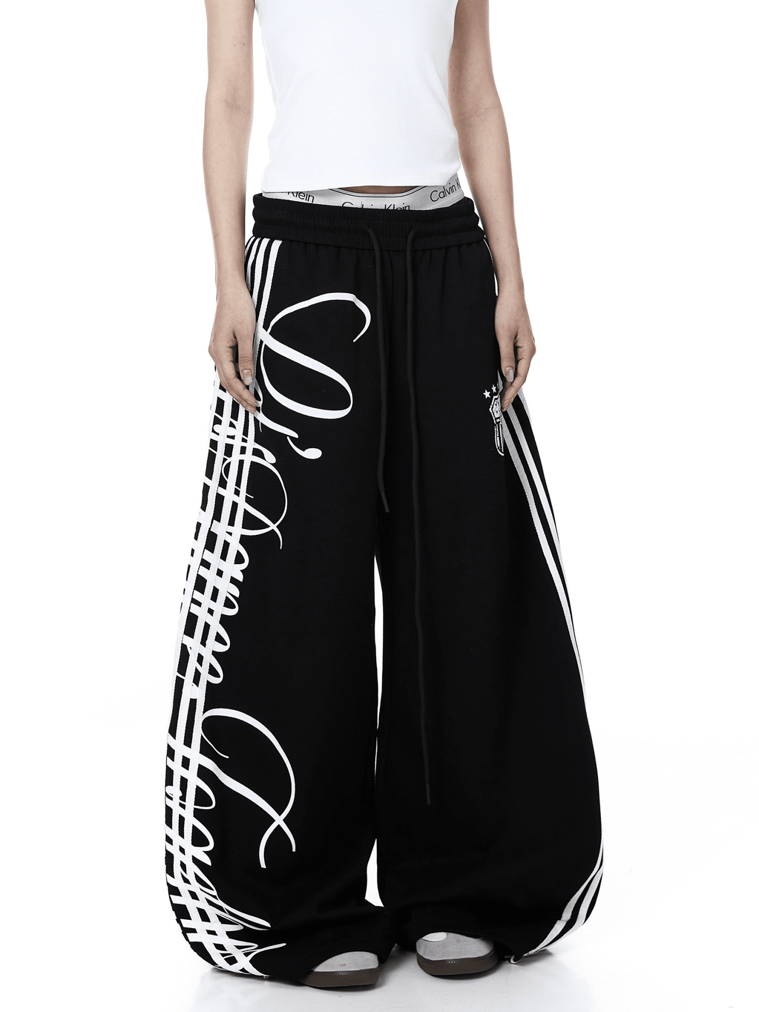 Vintage Letter Print Wide - Leg Sweatpants - COPPING THREADS - CT Select