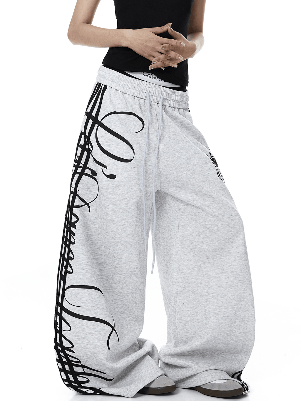 Vintage Letter Print Wide - Leg Sweatpants - COPPING THREADS - CT Select