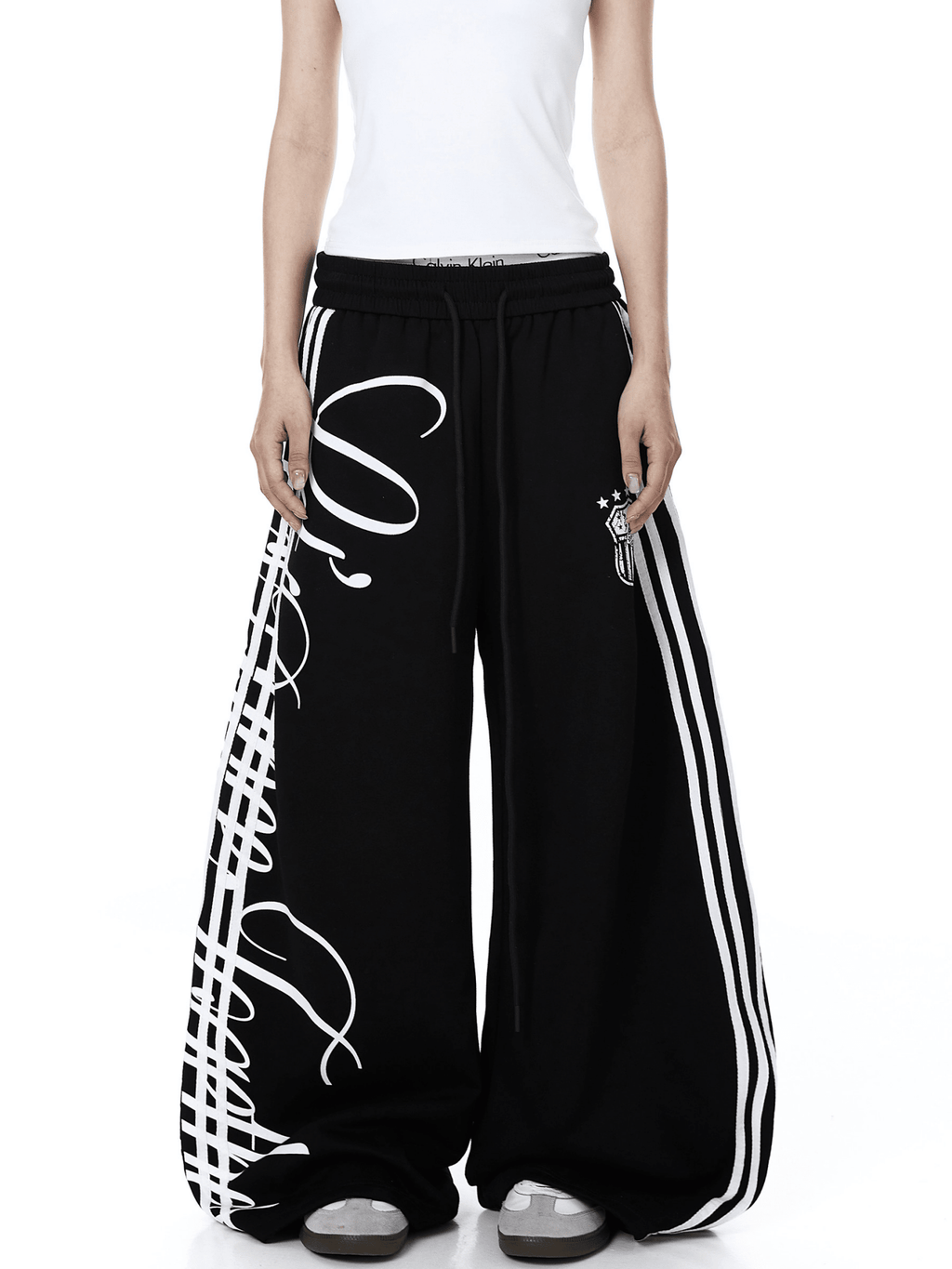 Vintage Letter Print Wide - Leg Sweatpants - COPPING THREADS - CT Select