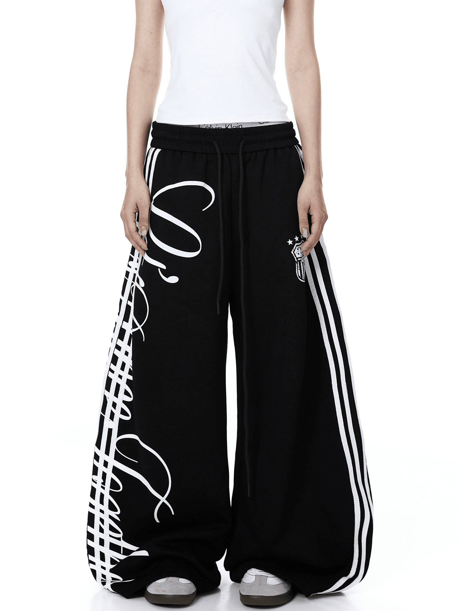Vintage Letter Print Wide - Leg Sweatpants - COPPING THREADS - CT Select