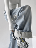 Vintage Light Wash Fleece - Lined Wide - Leg Jeans - COPPING THREADS - CT Select