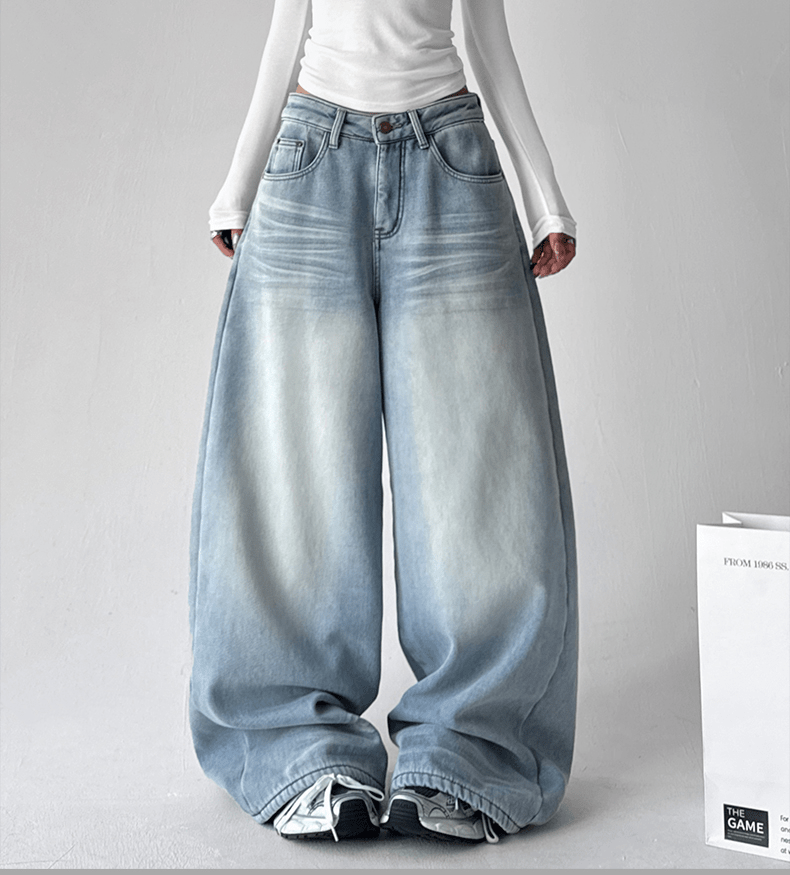 Vintage Light Wash Fleece - Lined Wide - Leg Jeans - COPPING THREADS - CT Select