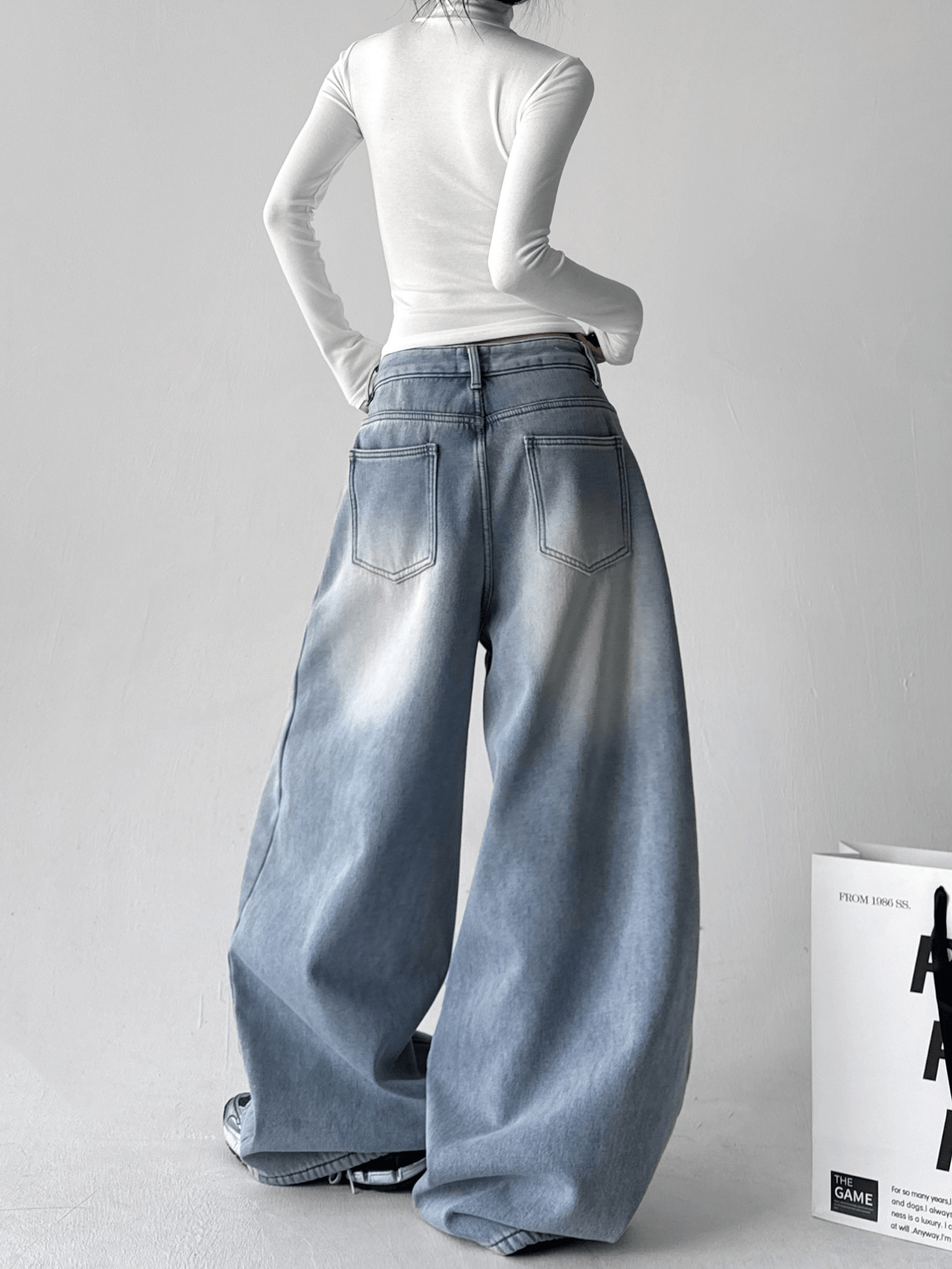 Vintage Light Wash Fleece - Lined Wide - Leg Jeans - COPPING THREADS - CT Select