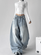 Vintage Light Wash Fleece - Lined Wide - Leg Jeans - COPPING THREADS - CT Select