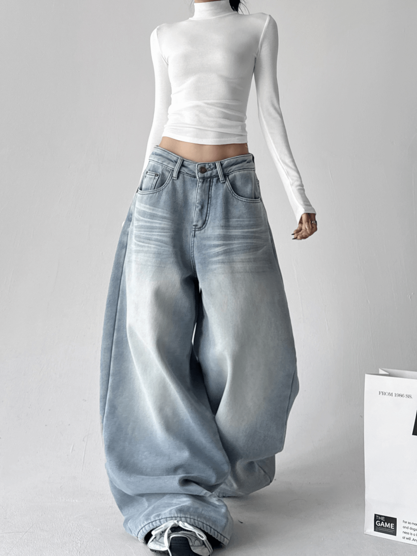 Vintage Light Wash Fleece - Lined Wide - Leg Jeans - COPPING THREADS - CT Select