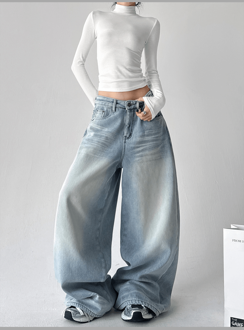 Vintage Light Wash Fleece - Lined Wide - Leg Jeans - COPPING THREADS - CT Select