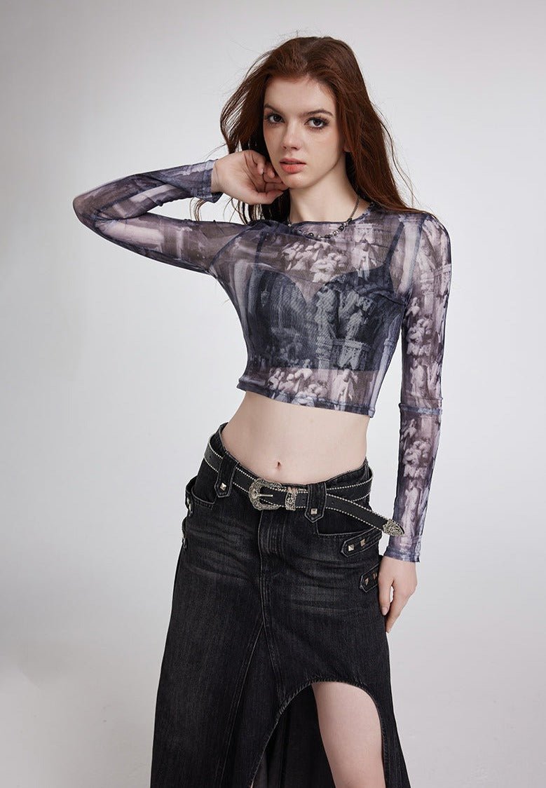 Vintage Newspaper Print Long Sleeve Tee - COPPING THREADS - CT Select